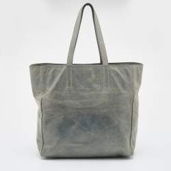 Pre Owned Miu Miu Pastel Green Leather Shopper Tote