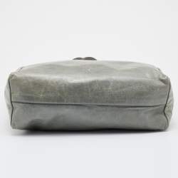 Pre Owned Miu Miu Pastel Green Leather Shopper Tote