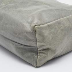 Pre Owned Miu Miu Pastel Green Leather Shopper Tote