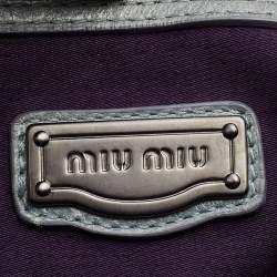 Pre Owned Miu Miu Pastel Green Leather Shopper Tote