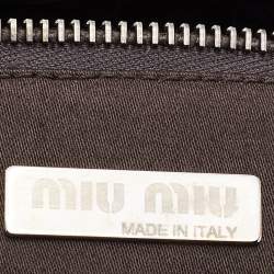 Miu Miu Brown Croc Embossed Leather Frame Shoulder Bag