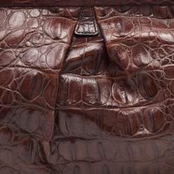 Miu Miu Brown Croc Embossed Leather Frame Shoulder Bag