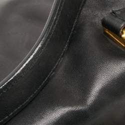 Miu Miu Black Matelassé Leather Push Lock Flap Top Handle Bag