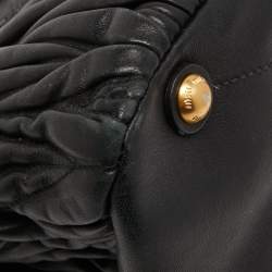 Miu Miu Black Matelassé Leather Push Lock Flap Top Handle Bag