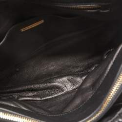 Miu Miu Black Matelassé Leather Push Lock Flap Top Handle Bag
