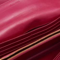 Pre Owned Miu Miu Pink Stingray Leather Logo Flap Continental Wallet