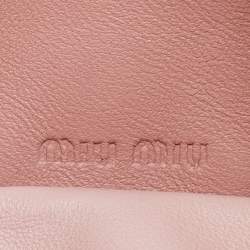 Pre Owned Miu Miu Beige Matelassé Leather Zip Pouch