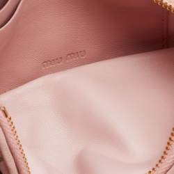 Pre Owned Miu Miu Beige Matelassé Leather Zip Pouch