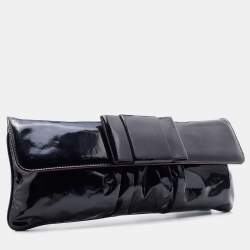Miu Miu Black Patent Leather Long Flap Clutch