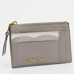 Miu Miu Grey/White Leather Card Holder