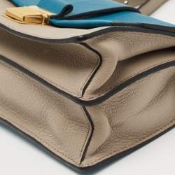 Pre Owned حقيبة كتف ميو ميو باندو لير جلد مادراس بيج/أزرق مخضر