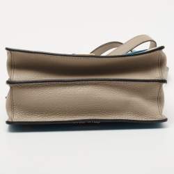 Pre Owned حقيبة كتف ميو ميو باندولير جلد مادراس بيج/أزرق مخضر