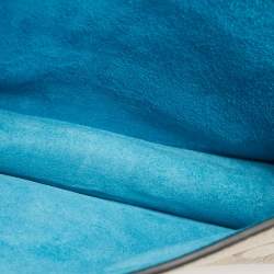 Pre Owned حقيبة كتف ميو ميو باندولير جلد مادراس بيج/أزرق مخضر