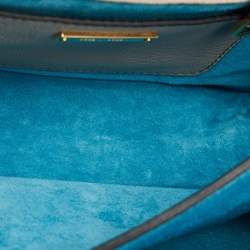 Pre Owned حقيبة كتف ميو ميو باندولير جلد مادراس بيج/أزرق مخضر