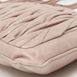 Pre Owned Miu Miu Pink Matelassé Leather Crossbody Bag 