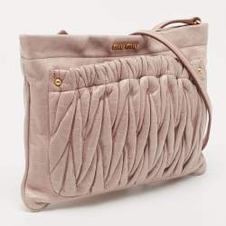 Pre Owned Miu Miu Pink Matelassé Leather Crossbody Bag 