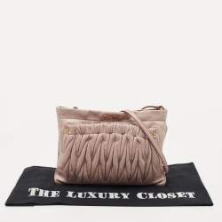 Pre Owned Miu Miu Pink Matelassé Leather Crossbody Bag 