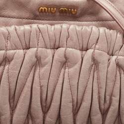 Pre Owned Miu Miu Pink Matelassé Leather Crossbody Bag 