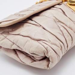 Miu Miu Beige Matelassé Leather Flap Shoulder Bag