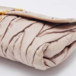 Miu Miu Beige Matelassé Leather Flap Shoulder Bag