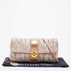 Miu Miu Beige Matelassé Leather Flap Shoulder Bag