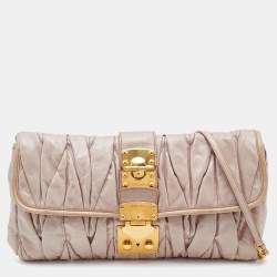 Miu Miu Beige Matelassé Leather Flap Shoulder Bag