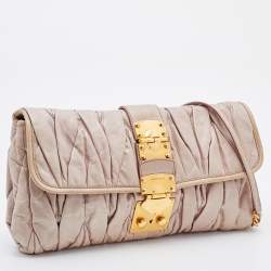 Miu Miu Beige Matelassé Leather Flap Shoulder Bag