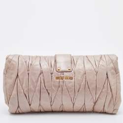Miu Miu Beige Matelassé Leather Flap Shoulder Bag