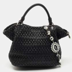 Miu Miu Black Matelassé Leather 2 Way Bag