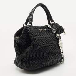 Miu Miu Black Matelassé Leather 2 Way Bag