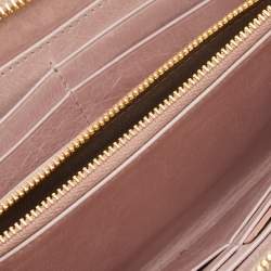 Miu Miu Beige Matelassé Leather Zip Around Wallet