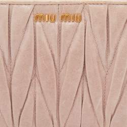 Miu Miu Beige Matelassé Leather Zip Around Wallet