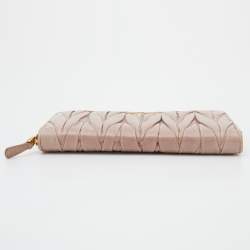 Miu Miu Beige Matelassé Leather Zip Around Wallet