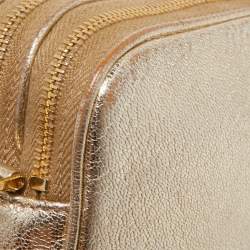 Miu Miu Gold Leather Double Zip Camera Crossbody Bag