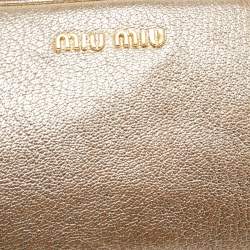 Miu Miu Gold Leather Double Zip Camera Crossbody Bag