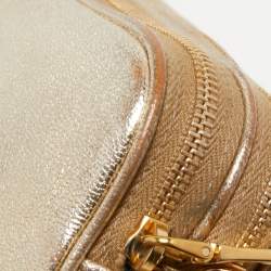 Miu Miu Gold Leather Double Zip Camera Crossbody Bag