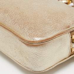 Miu Miu Gold Leather Double Zip Camera Crossbody Bag