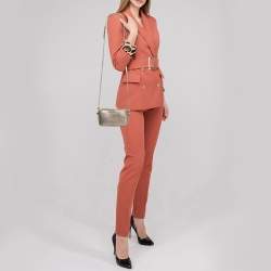 Miu Miu Gold Leather Double Zip Camera Crossbody Bag