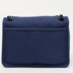 Miu Miu Blue Canapa Canvas Flap Chain Shoulder Bag