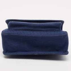 Miu Miu Blue Canapa Canvas Flap Chain Shoulder Bag