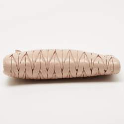 Miu Miu Pink Matelassé Leather Wristlet Clutch
