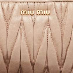 Miu Miu Pink Matelassé Leather Wristlet Clutch