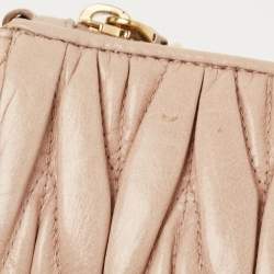 Miu Miu Pink Matelassé Leather Wristlet Clutch
