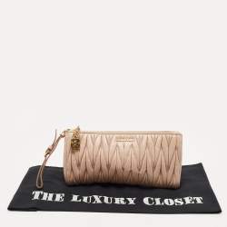 Miu Miu Pink Matelassé Leather Wristlet Clutch