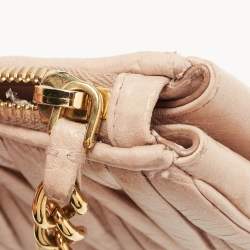 Miu Miu Pink Matelassé Leather Wristlet Clutch