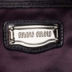 Pre Owned  Miu Miu Dark Blue Crinkled Leather Gathered Hobo