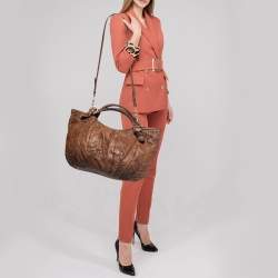 Miu Miu Brown Matelasse Leather Tote