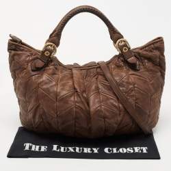 Miu Miu Brown Matelasse Leather Tote