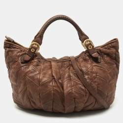 Miu Miu Brown Matelasse Leather Tote