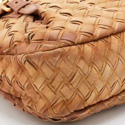 مملوكة مسبقًا Miu Miu Brown Woven Suede and Leather Satchel